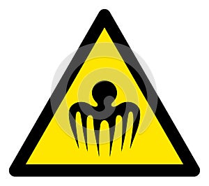 Raster Terrible Octopus Warning Triangle Sign Icon