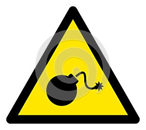 Raster TNT Bomb Warning Triangle Sign Icon