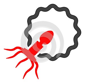 Raster Virus Penetrating Cell Icon