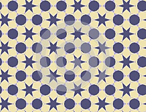 Raster yellow and blue simple mosaic background, Faded abstract seamless pattern texture. Modern geometric star shape ornament for