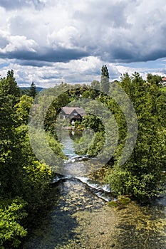 Rastoke, Plitvice lakes area, waterfall, Croatia, Europe, water mills, river, wooden houses, landscape, skyline, green