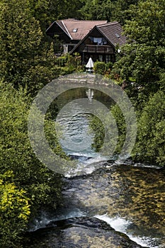 Rastoke, Plitvice lakes area, waterfall, Croatia, Europe, water mills, river, wooden houses, landscape, skyline, green