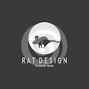 Rat Black Silhouette  Logo Vector Illustration