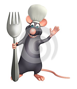 Rat cartoon character with chef hat and spoons