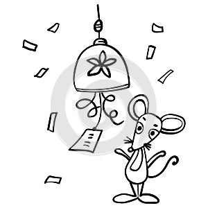 The rat in the Chinese style. A Symbol Of Good Luck. Cartoon style Coloring page or book for children