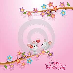 The Rat cupple Happy valentine`s Day with follwer of vector photo