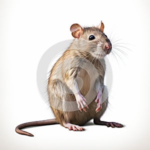 Loose Gestural Rat Illustration On White Isolated Background Image photo