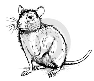 Rat hand drawn sketch, vector illustration. Wild animals