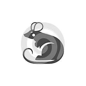 Rat icon monochrome animal character furry rodent with tail black silhouette icon vector