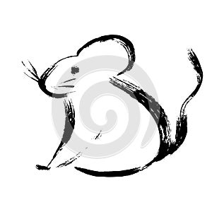 Rat, mice on white background. Lunar horoscope sign mouse. Chinese Happy new year 2020. Year of the rat. Lunar new year. Drawing