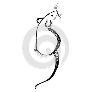 Rat, mice on white background. Lunar horoscope sign mouse. Chinese Happy new year 2020. Year of the rat. Lunar new year. Drawing
