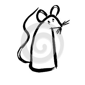 Rat, mice on white background. Lunar horoscope sign mouse. Chinese Happy new year 2020. Year of the rat. Lunar new year. Drawing