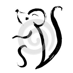 Rat, mice on white background. Lunar horoscope sign mouse. Chinese Happy new year 2020. Year of the rat. Lunar new year. Drawing