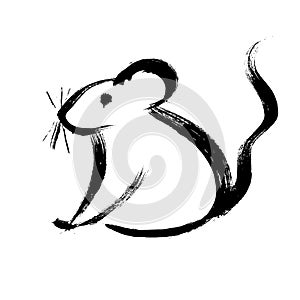 Rat, mice on white background. Lunar horoscope sign mouse. Chinese Happy new year 2020. Year of the rat. Lunar new year. Drawing