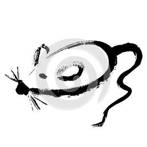 Rat, mice on white background. Lunar horoscope sign mouse. Chinese Happy new year 2020. Year of the rat. Lunar new year. Drawing