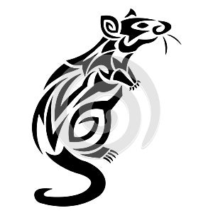 Rat mouse silhouette is drawn in black on a white background with various lines. The logo of the rat rodent