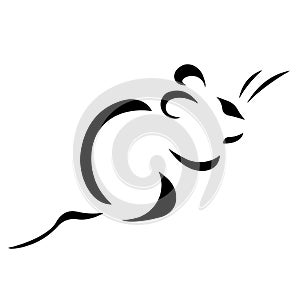 Rat mouse silhouette drawn by various lines of black color. Logo rodent mouse