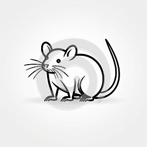 Crisp Black And White Silhouette Rat Icon - Flat Design