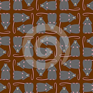 Rat pattern seamless. Gray mouse background. vector texture