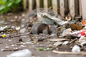 rat scurrying away from a disturbed trash pile