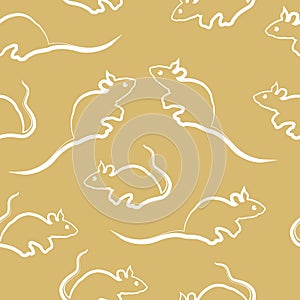 Rat seamless vector pattern. Traditional symbol of Chinese New Year.