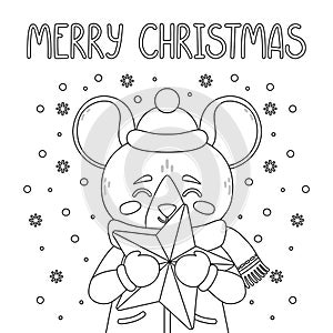 The rat with a star. Merry Christmas card