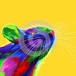 Rat on a yellow background. Symbol of the Chinese New Year 2020. multicolored, bright animal for a card or calendar. vector