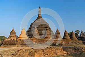 Ratanabon pagoda on hill, landmark of north Mrauk U, Rakhine sta