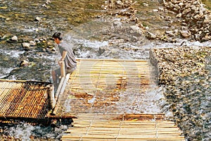 RATCHABURI THAILAND-JANUARY 19,2020 : Unidentified people come to visit, relax and swim in the stream at Ohpoi Market on january19