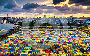 Ratchada Train Night Market, Bangkok Thailand. The famous Bangkok night Market. Coulour full Market. Night barzar. Filter Effect