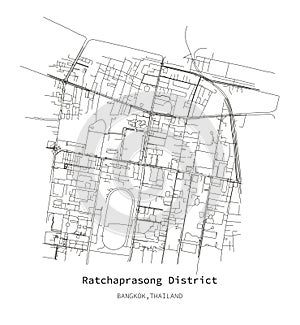 Ratchaprasong District Bangkok,street map,vector image for marketing