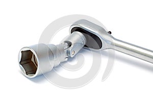 Ratchet handle with flank socket and universal joi photo