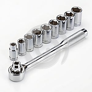 Ratchet socket set with chrome vanadium