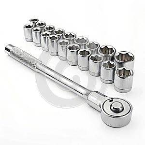 Ratchet socket set with chrome vanadium