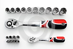Ratchet socket on white background.