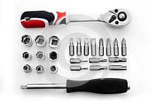 Ratchet socket on white background.