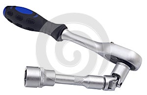 Ratchet wrench with rubberized handle with hexagonal socket