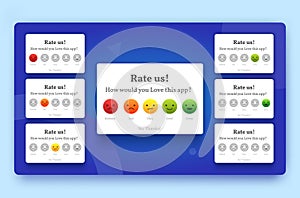 Rate us feedback popup set with emoji