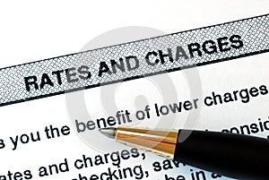 The rates and charges from a bank statement