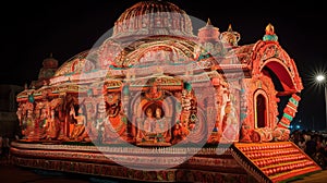 Ratha Yatra, Hindu religious festival. Sacred chariots of the deities. AI generated