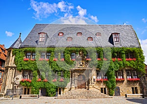 Rathaus Quedlinburg facade in Harz Germany