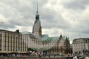 The Rathaus from the spire of Nikolaikirche Hamburg Germany