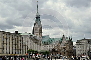 The Rathaus from the spire of Nikolaikirche Hamburg Germany