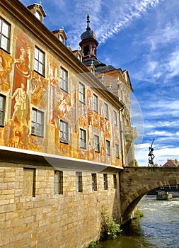 Rathaus Town Hall on the Regnitz river in Bamberg