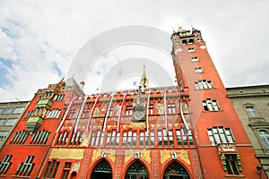Rathaus, view of Basel Town Hall, Switzerland.