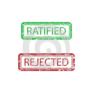 Ratified and rejected rubber stamp print for paper work