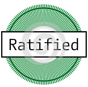 RATIFIED stamp on white background
