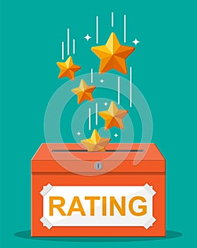 Rating box. Reviews five stars.