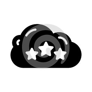 Rating cloud glyph flat vector icon