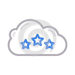 Rating cloud thin color line vector icon